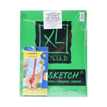 Kit de Bloc de Dibujo XL Recycled Canson y Lápices de Colores Groove de 10 piezas Lyra