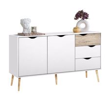 Credenza Bufetera Bergen Multiusos Blanco y Beige