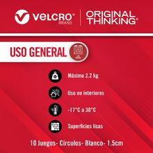 Circulos Sujetadores Velcro 1.5cm diametro 10 juegos blancos