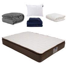 Colchón King Size Restonic Nautilus con Almohada, Protector, Sábanas y Edredón