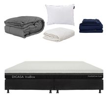 Colchón King Size en Caja Dicasa InaBox con Box Negro, Almohada, Protector, Sábanas y Edredón