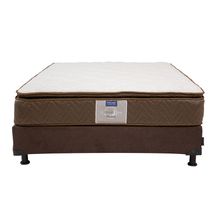 Colchón Queen Size Restonic Nautilus con Box Chocolate, Almohada, Protector, Sábanas y Edredón