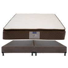 Colchón King Size Restonic Nautilus con Box Chocolate, Almohada, Protector, Sábanas y Edredón