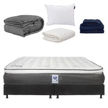 Colchón King Size Spring Air Phantom con Box Negro, Almohada, Protector, Sábanas y Edredón