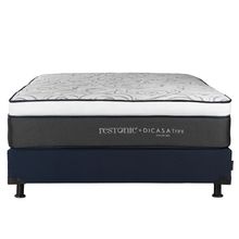 Colchón Queen Size Dicasa Trini con Box Azul Marino, Protector, Sábanas, Edredón y 2 Almohadas