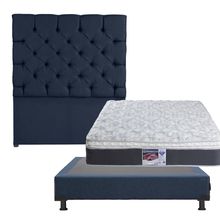 Colchón Matrimonial Spring Air Marte con Cabecera Capri y Box Azul