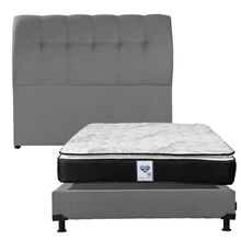 Colchón Matrimonial Spring Air Premier con Cabecera Nube y Box Gris