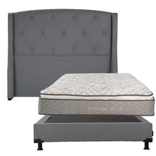 Colchón Matrimonial Vail con Cabecera Zefyr y Box Gris