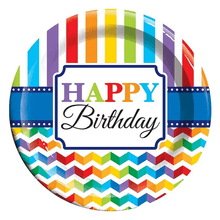 Plato para Pastel Bright Happy Birthday 8 piezas