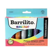 Pinturas Témperas Barrilito Sólidas Metálicas 6 piezas