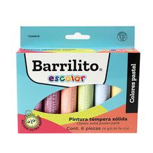 Pinturas Témperas Barrilito Sólidas Pastel 6 piezas