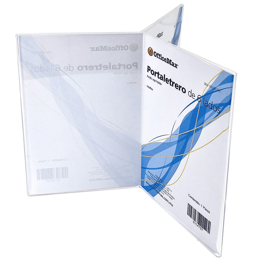 Portaletrero de 6 Lados Stuk Acrílico Transparente Portarretratos OfficeMax