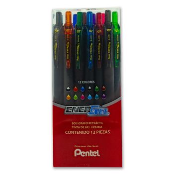 Bolígrafos Retráctiles Pentel EnerGel 0.7mm 12 piezas