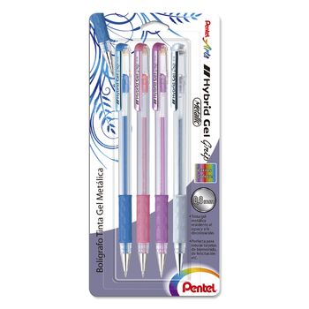 Bolígrafos Pentel Arts Hybrid Gel Metálicos 4 piezas