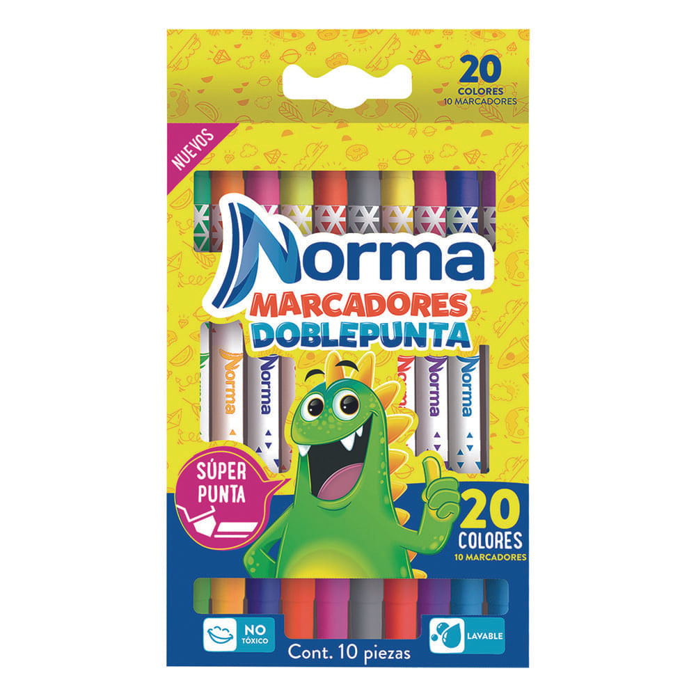 Marcadores Lavables Norma Doble Punta 10 Piezas | Back To School ...