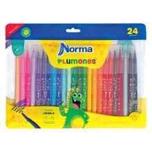 Plumones Lavables Norma Punta Bala 24 piezas