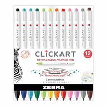 Marcadores Zebra ClickArt Retráctiles 12 piezas