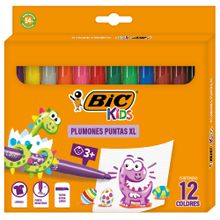 Plumones Lavables Bic Visa XL Punta Cónica 12 pzas
