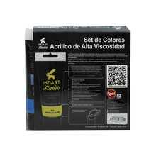 Set de Colores Acrílicos Indart Fluorescentes 4 piezas 100mlc/u