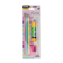 Lápices Goma y Lápiz Adhesivo Dixon Combo Pastel 5 piezas