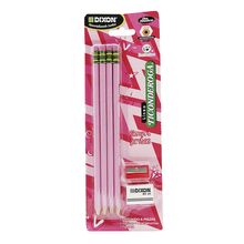 Lápices Goma y Sacapuntas Dixon Ticonderoga Rosa 6 piezas