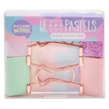 Sujetadocumentos Mooving Pastel Glitter 4 piezas