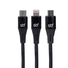 Cable 3 en 1 STF USB-C, Lightning y Micro USB Negro 1.8m