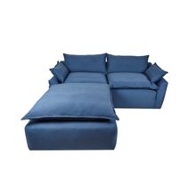 Sofá de 3 Plazas y Taburete Alterego Pit Azul Navy