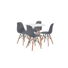 Set de Mesa Chad Blanca y 4 Sillas Oslo Gris Alterego