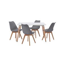 Set de Mesa London Blanca y 4 Sillas Helsinki Gris Alterego
