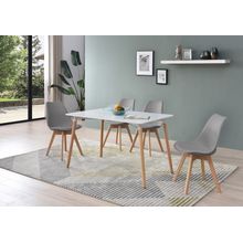 Set de Mesa London Blanca y 4 Sillas Helsinki Gris Alterego