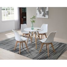 Set de Mesa Chad Blanca y 4 Sillas Helsinki Blancas Alterego
