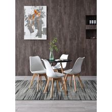 Set de Mesa Chad Negra y 4 Sillas Helsinki Blancas Alterego