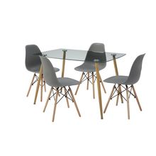 Set de Mesa Kult Cristal Alterego y 4 Sillas Gris Negras