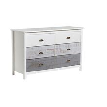 Cómoda Alterego Romántica Blanca y Gris 6 cajones