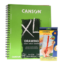 Kit Cuaderno Canson XL Drawing y Colores Lyra Groove Grip 10 piezas