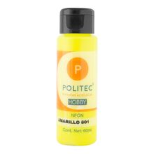 Pintura Acrílica Politec Hobby Neón 801 Amarillo 60ml