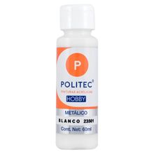 Pintura Acrílica Politec Hobby Metálico 501 Blanco 60ml