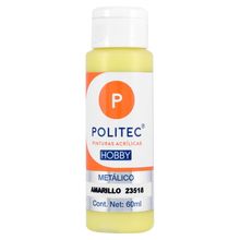 Pintura Acrílica Politec Hobby Metálico 518 Amarillo 60ml
