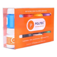 Pinturas Acrílicas Politec Colores Básicos 8 piezas 30ml c/u