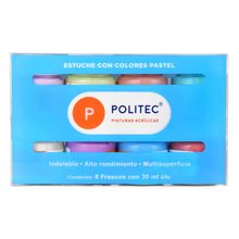 Pinturas Acrílicas Politec Colores Pastel 8 piezas 30ml c/u