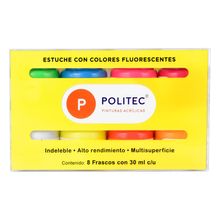 Pinturas Acrílicas Politec Colores Fluorescentes 8 piezas 30ml c/u