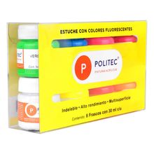 Pinturas Acrílicas Politec Colores Fluorescentes 8 piezas 30ml c/u