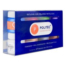 Pinturas Acrílicas Politec Colores Metálicos 8 piezas 30ml c/u