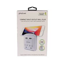 Multicontacto de Pared con 2 Enchufes y 2 USB Photive Blanco