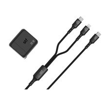 Cargador de Pared STF Carga Rápida y Cable 2 en 1 USB-C a USB-C y Lightning Negro 1.8m