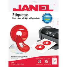 Etiqueta Adhesiva Laser Para CD y DVD Janel 117mm 50 piezas