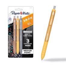 Bolígrafos de Gel Retráctiles Paper Mate InkJoy Punto Mediano Metallic 3 piezas