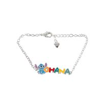 Pulsera Esmaltada Disney Stitch Ohana Plateada