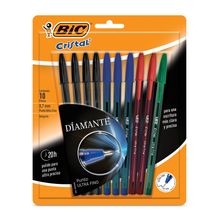 Bolígrafos Bic Cristal Diamante Punto Ultra Fino Multicolor 10 piezas